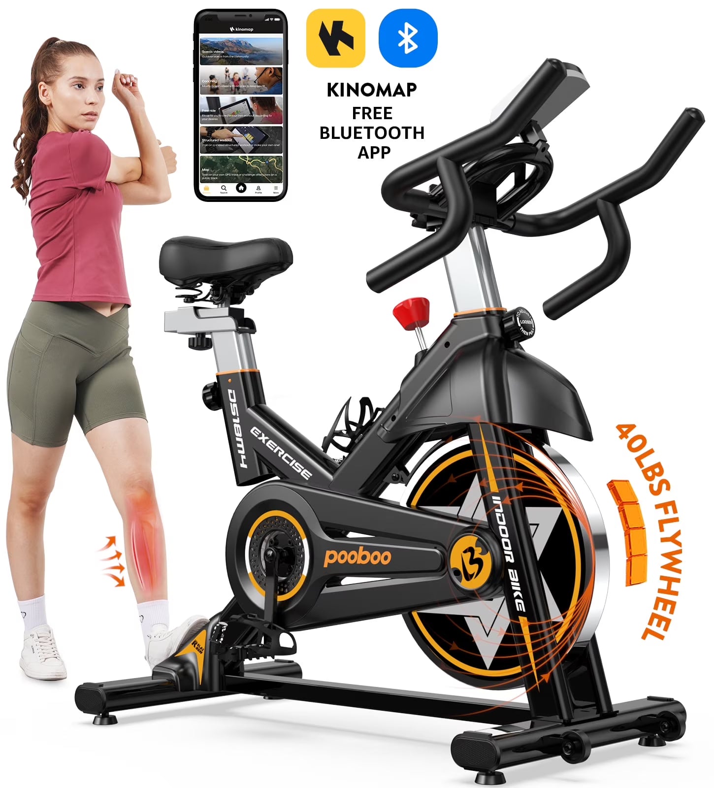 LNOW Commercial Built - in Bluetooth Fan Exercise Bike, Adjustable Air Resistance with Dual - Action Handlebars, Heavy Duty Indoor Cycling Bike for Home Gym Traininning, 350 lb Arm/Leg Cardio Workout