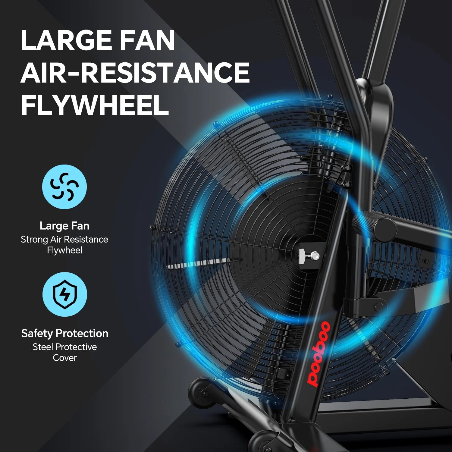 LNOW Commercial Built - in Bluetooth Fan Exercise Bike, Adjustable Air Resistance with Dual - Action Handlebars, Heavy Duty Indoor Cycling Bike for Home Gym Traininning, 350 lb Arm/Leg Cardio Workout