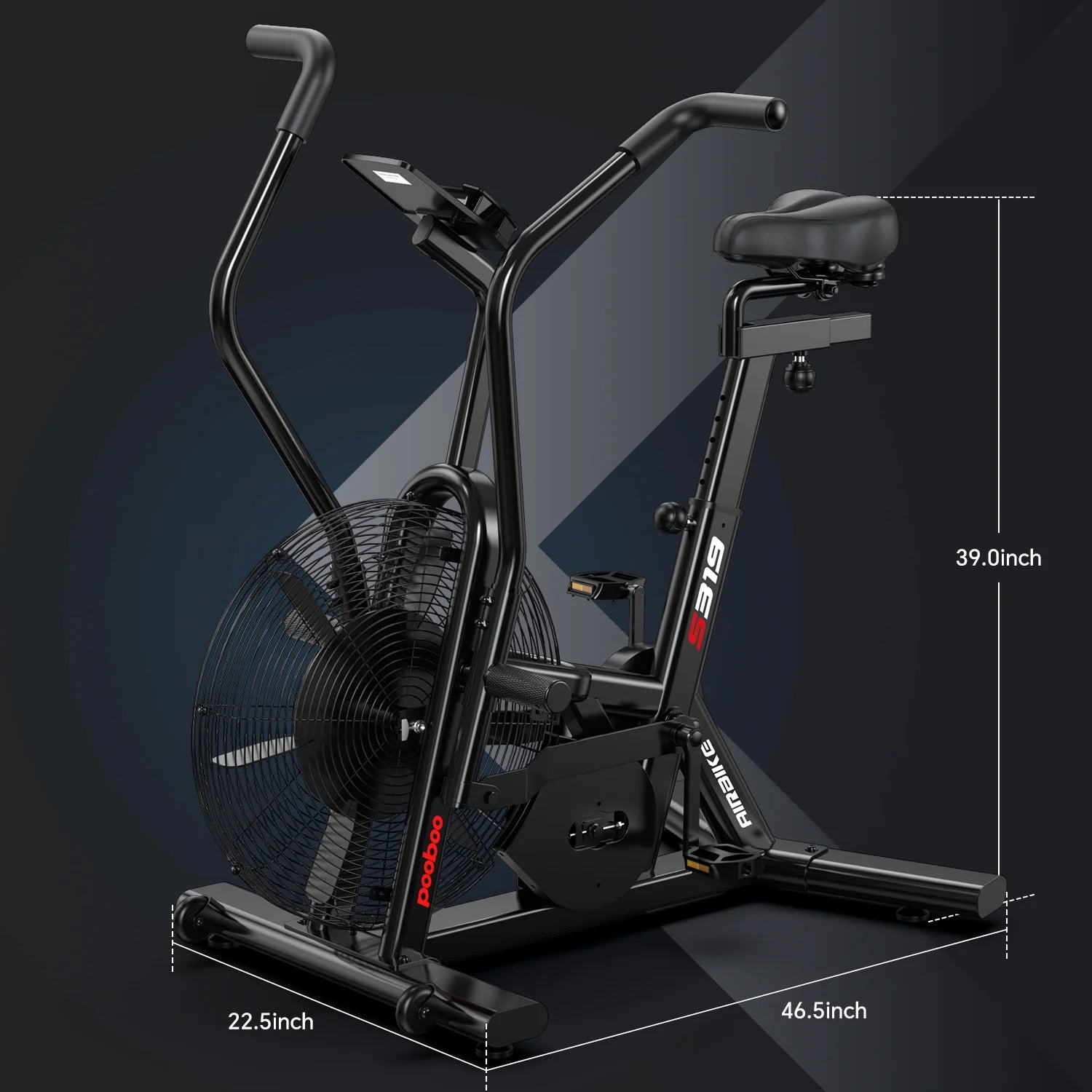 LNOW Commercial Built - in Bluetooth Fan Exercise Bike, Adjustable Air Resistance with Dual - Action Handlebars, Heavy Duty Indoor Cycling Bike for Home Gym Traininning, 350 lb Arm/Leg Cardio Workout