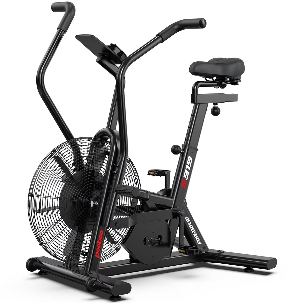 LNOW Commercial Built - in Bluetooth Fan Exercise Bike, Adjustable Air Resistance with Dual - Action Handlebars, Heavy Duty Indoor Cycling Bike for Home Gym Traininning, 350 lb Arm/Leg Cardio Workout